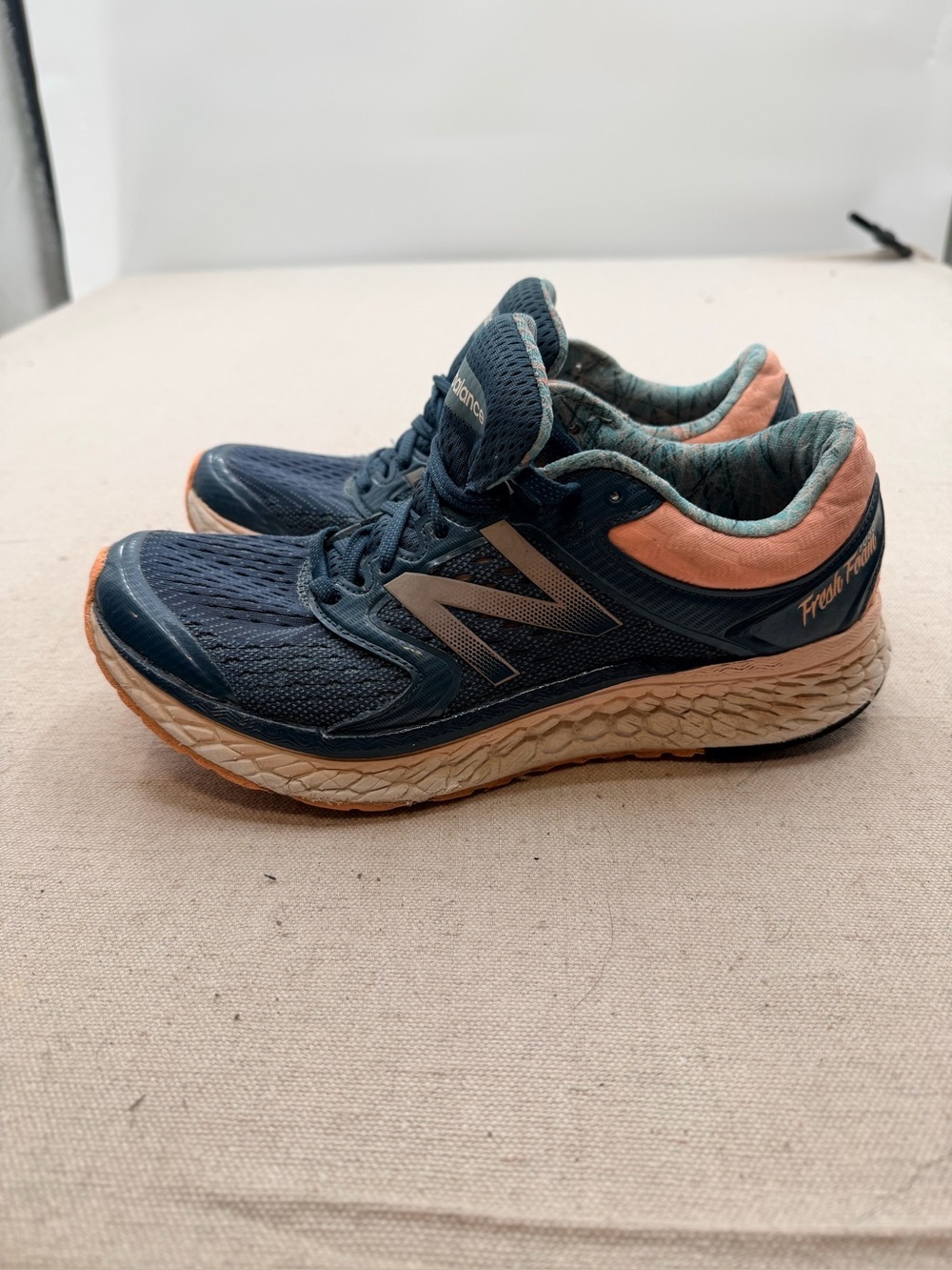 New Balance Women's Running Sneakers - Navy with Coral Accents